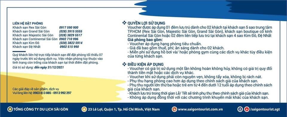 Trải Nghiệm Khách Sạn 5 Sao Tại Trung Tâm TP. Hồ Chí Minh [Giá Chỉ 899.000đ/2 Khách]